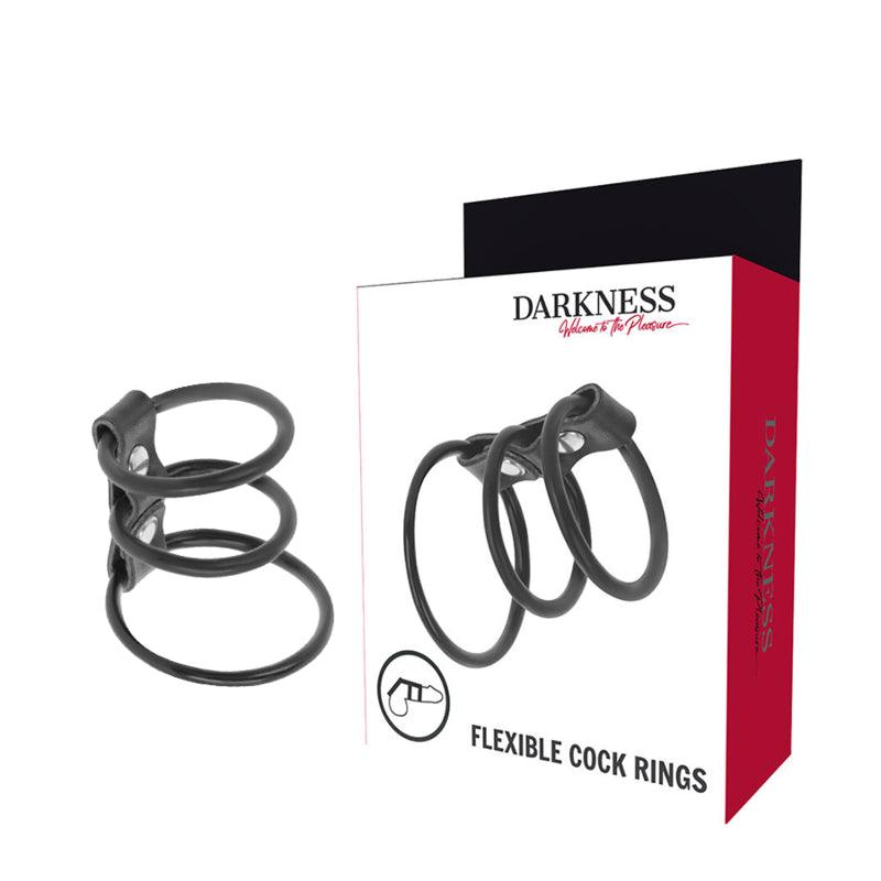 DARKNESS CONJUNTO DE 3 ANeIS PARA O PeNIS FLEXiVEIS