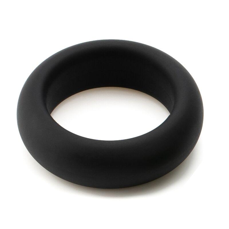 JE JOUE ANEL DE GALO DE SILICONE DE ESTICAO MXIMA PRETO