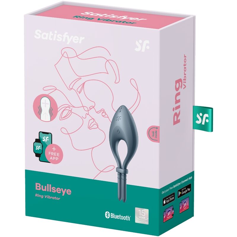 SATISFYER APLICATIVO VIBRADOR DE ANEL BULLSEYE CINZA