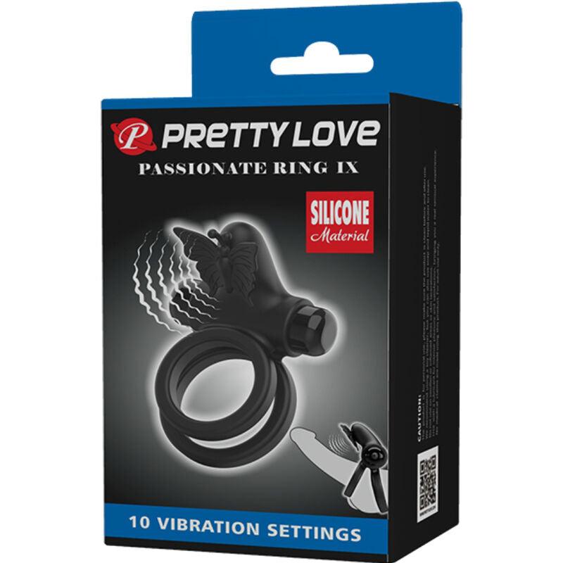 PRETTY LOVE ANEL VIBRADOR DUPLO COM ESTIMULADOR PRETO