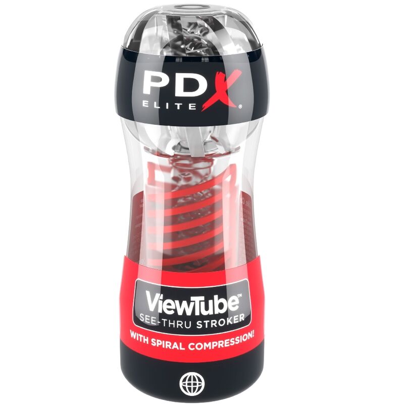 PDX ELITE STROKER VIEWTUBE 2 COMPRESSO ESPIRAL TRANSPARENTE