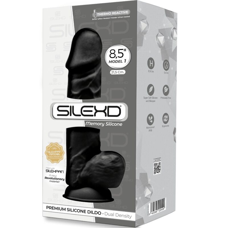 SILEXD MODELO 1 PeNIS REALiSTICO PREMIUM SILEXPAN SILICONE PRETO 215 CM