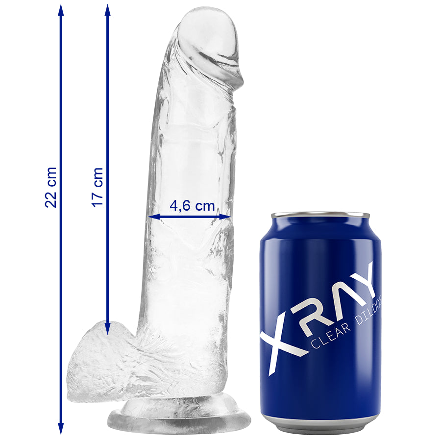 X RAY DILDO TRANSPARENTE COM BOLAS 22 CM X 46 CM