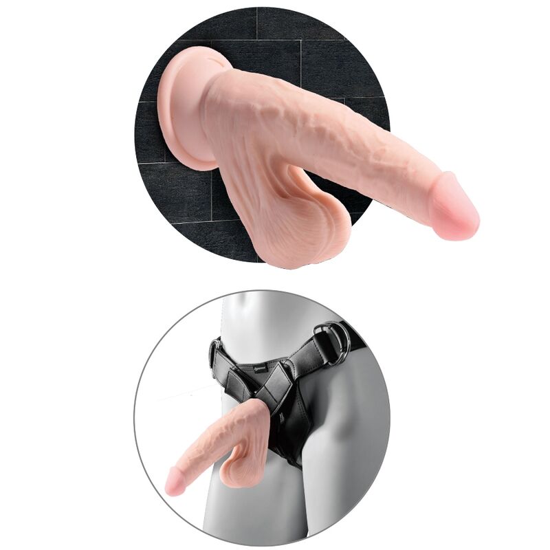 KING COCK PLUS 3D DILDO BALANANDO BOLAS 245 CM PELE CLARA