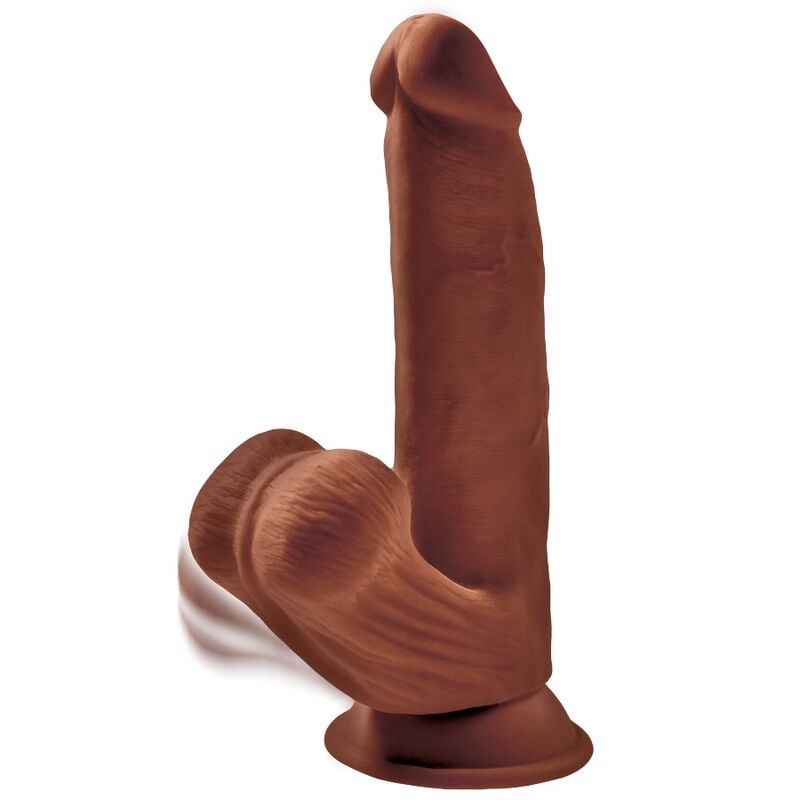 KING COCK PLUS 3D BOLAS DE BALANO DE DILDO 245 CM CASTANHO