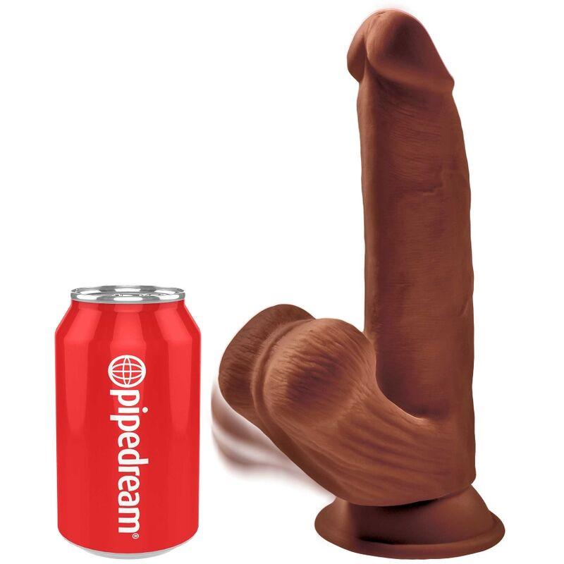 KING COCK PLUS 3D BOLAS DE BALANO DE DILDO 245 CM CASTANHO