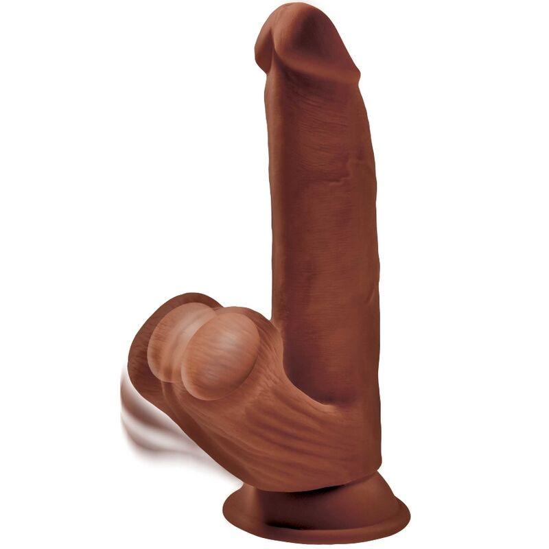 KING COCK PLUS 3D BOLAS DE BALANO DE DILDO 245 CM CASTANHO