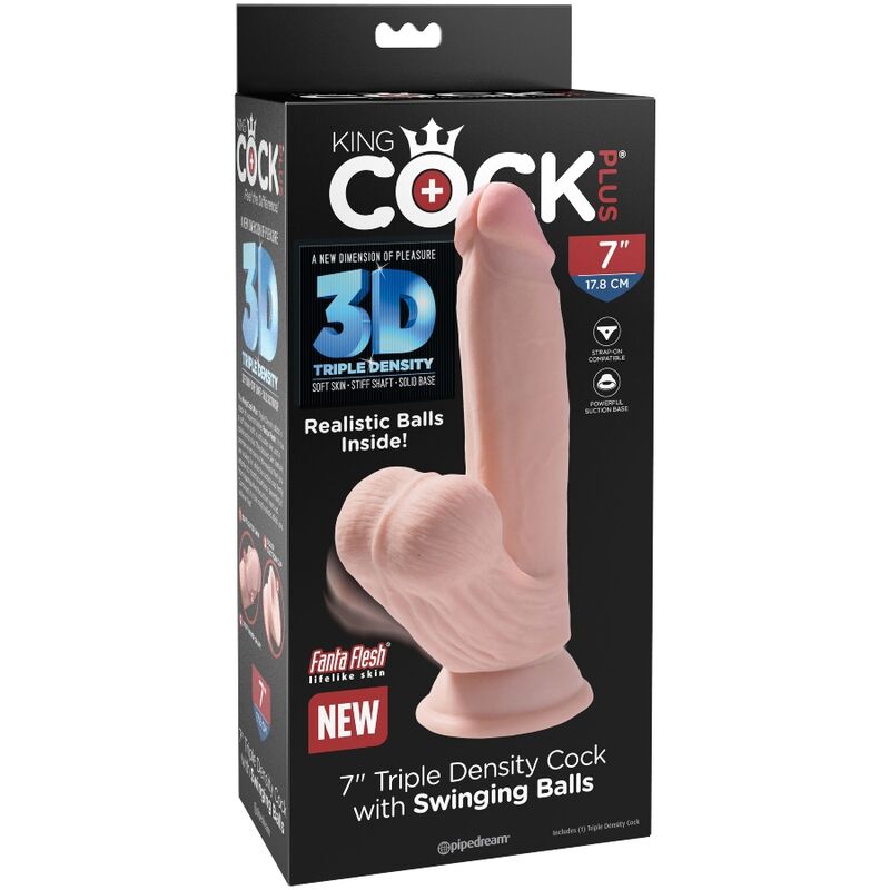 KING COCK PLUS 3D DILDO BALANANDO BOLAS 152 CM PELE CLARA