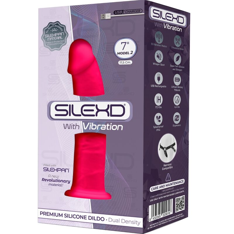 SILEXD MODELO 1 VIBRADOR DE PeNIS REALiSTICO SILICONE PREMIUM SILEXPAN FuCSIA 175 CM