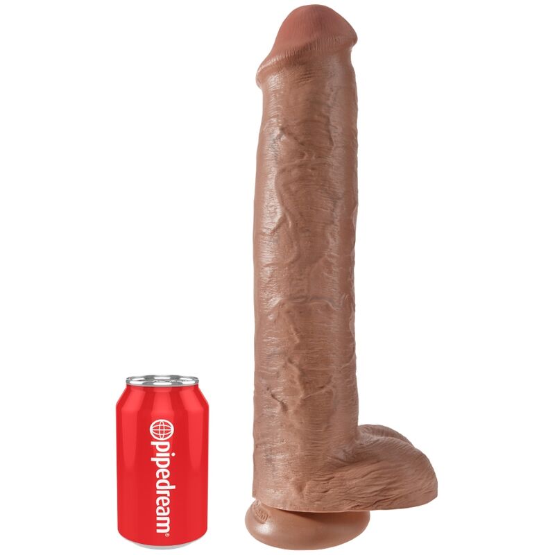 KING COCK PeNIS REALiSTICO COM BOLAS 342 CM CARAMELO