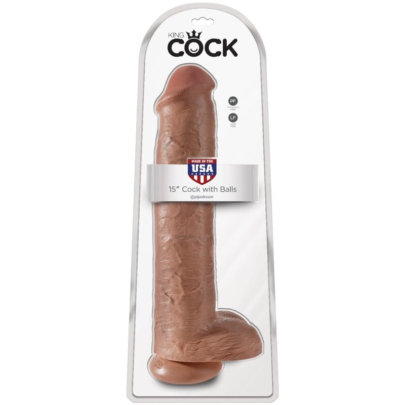 KING COCK PeNIS REALiSTICO COM BOLAS 342 CM CARAMELO