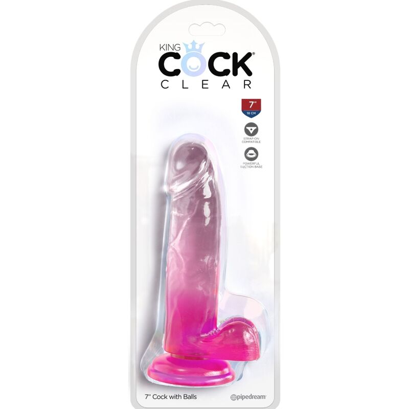 KING COCK CLEAR PeNIS REALiSTICO COM BOLAS 152 CM ROSA