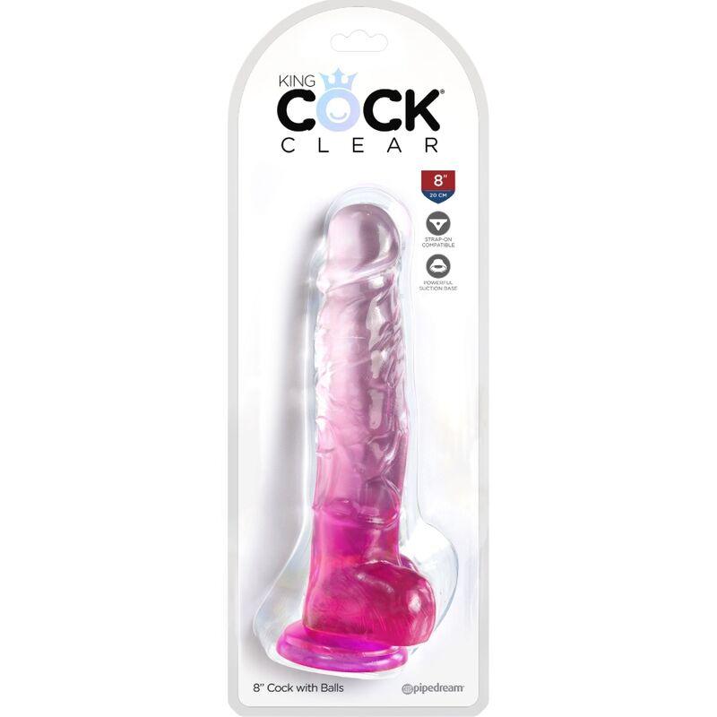 KING COCK CLEAR PeNIS REALiSTICO COM BOLAS 165 CM ROSA