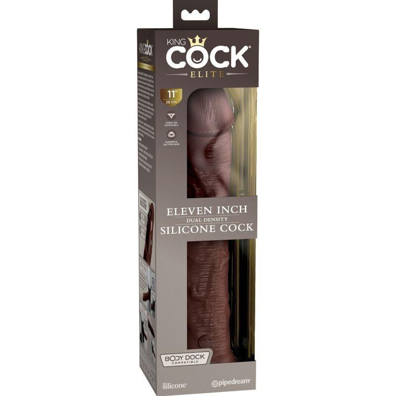 KING COCK ELITE DILDO DE SILICONE REALISTA 28 CM MARROM