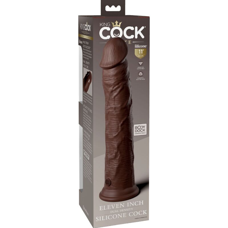 KING COCK ELITE DILDO DE SILICONE REALISTA 28 CM MARROM