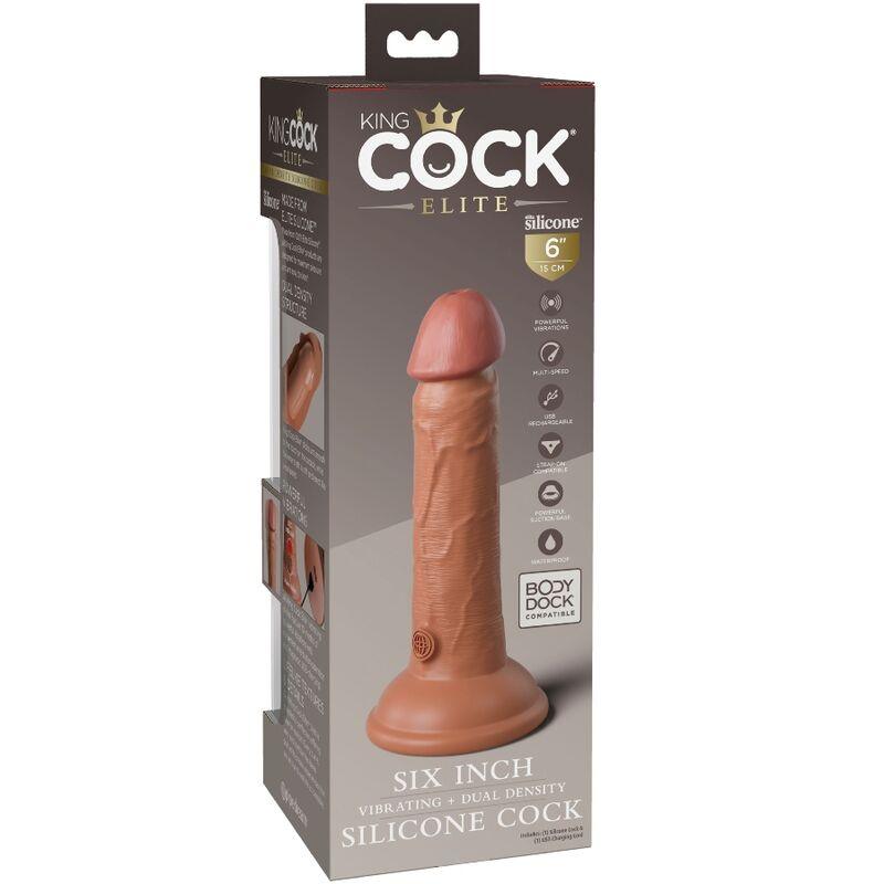 KING COCK ELITE VIBRADOR REALiSTICO E SILICONE 152 CM CARAMELO