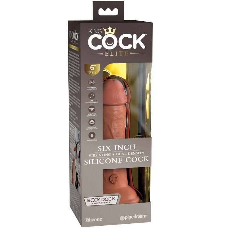 KING COCK ELITE VIBRADOR REALiSTICO E SILICONE 152 CM CARAMELO