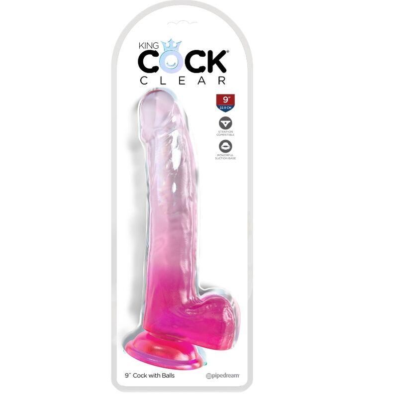 KING COCK CLEAR DILDO COM TESTiCULOS 203 CM ROSA