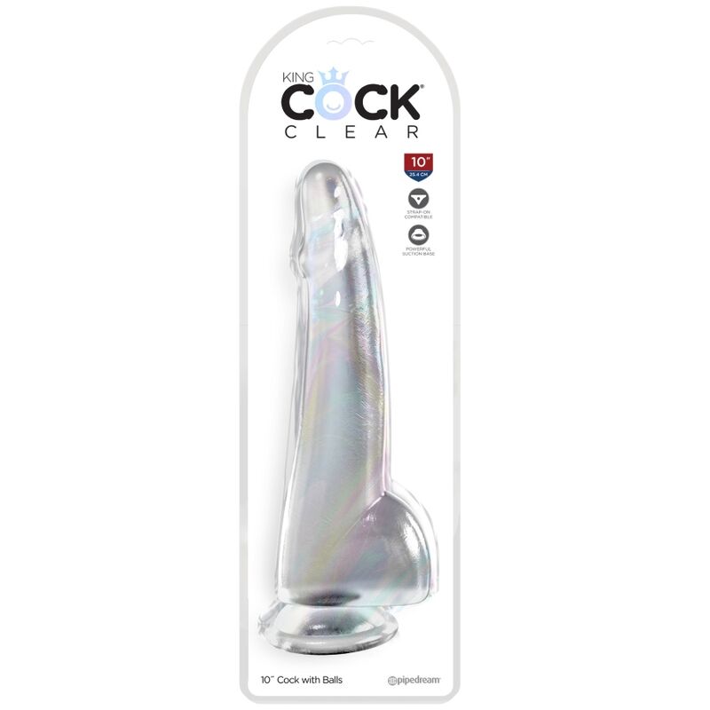 KING COCK CLEAR DILDO COM TESTiCULOS 19 CM TRANSPARENTE