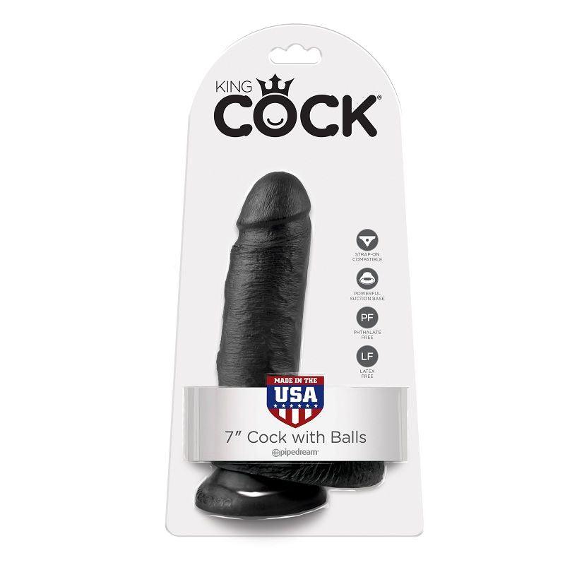 KING COCK 7 DILDO PRETO COM BOLAS 178 CM