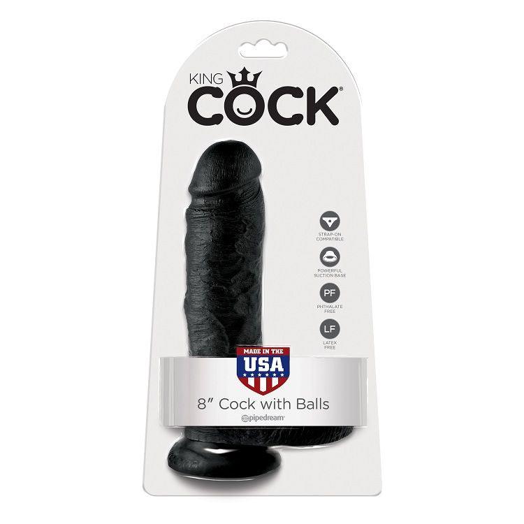 KING COCK 8 DILDO PRETO COM BOLAS 203 CM