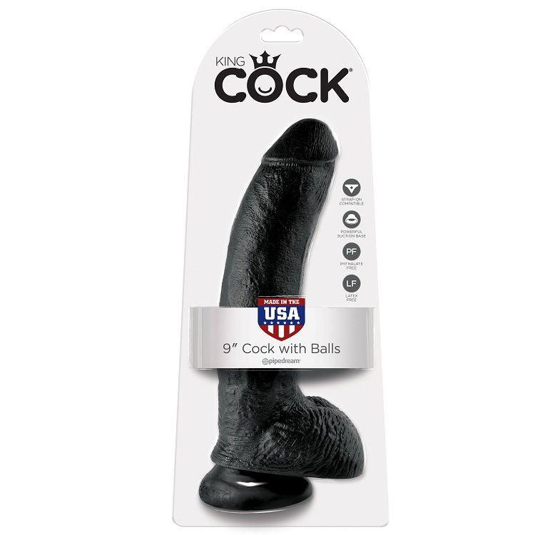 KING COCK 9 DILDO PRETO COM BOLAS 229 CM