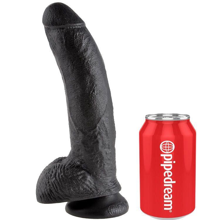 KING COCK 9 DILDO PRETO COM BOLAS 229 CM