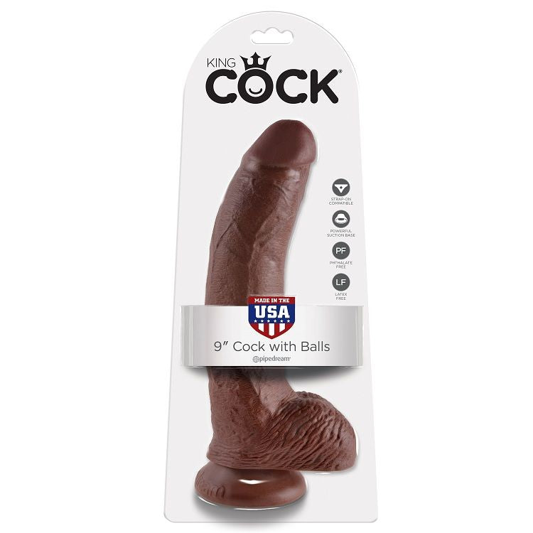 KING COCK 9 DILDO CASTANHO COM BOLAS 229 CM