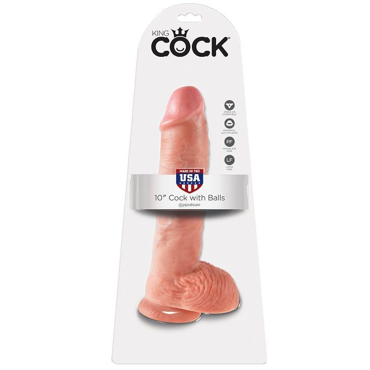 KING COCK 10 CARNE DE DILDO COM BOLAS 265 CM