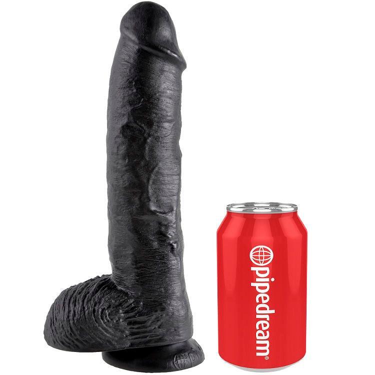 KING COCK 10 DILDO PRETO COM BOLAS 254 CM