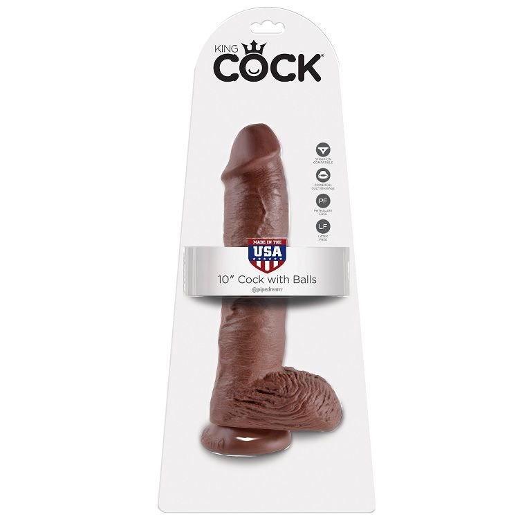 KING COCK 10 DILDO CASTANHO COM BOLAS 254 CM