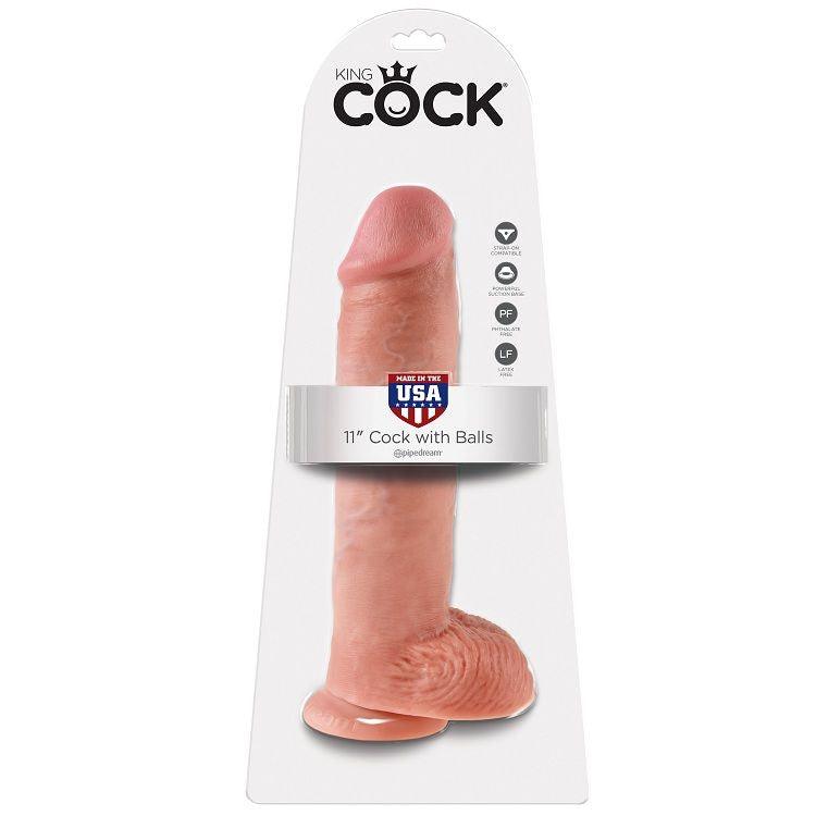 KING COCK 11 CARNE DE DILDO COM BOLAS 28 CM