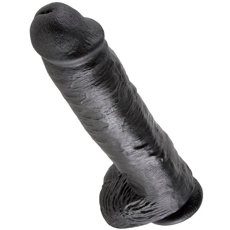 KING COCK 11 DILDO PRETO COM BOLAS 28 CM