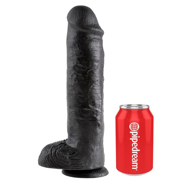 KING COCK 11 DILDO PRETO COM BOLAS 28 CM