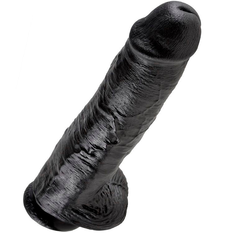 KING COCK 11 DILDO PRETO COM BOLAS 28 CM