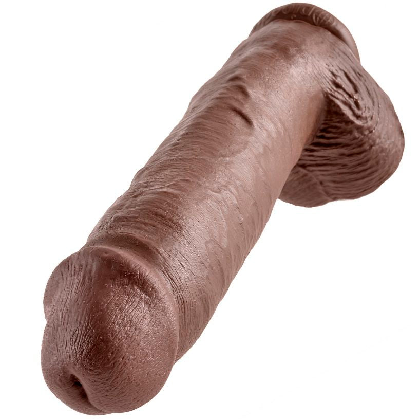 KING COCK 11 DILDO CASTANHO COM BOLAS 28 CM