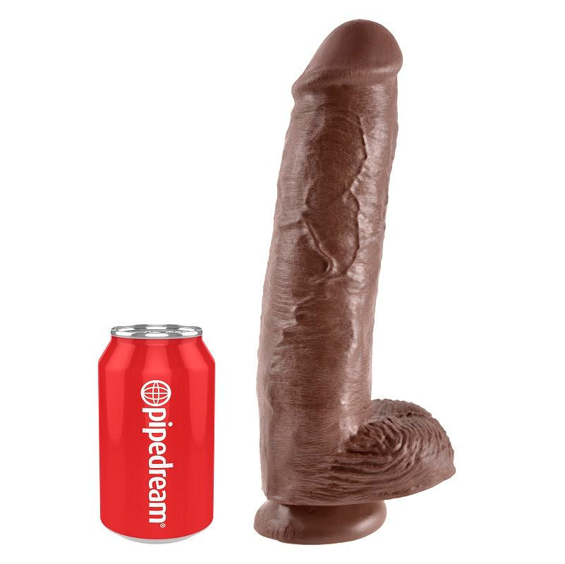 KING COCK 11 DILDO CASTANHO COM BOLAS 28 CM