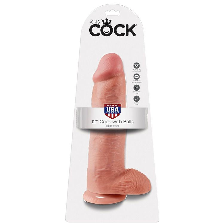 KING COCK 12 CARNE DE DILDO COM BOLAS 3048 CM