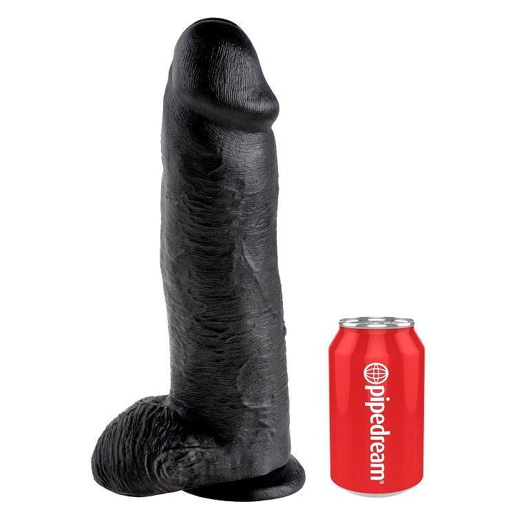 KING COCK 12 DILDO PRETO COM BOLAS 3048 CM