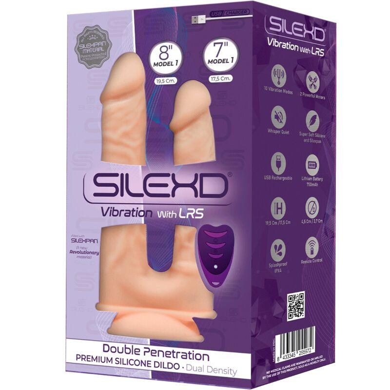 SILEXD MODELO 1 VIBRADOR DE DUPLA PENETRACaO DE PeNIS REALISTA PREMIUM SILEXPAN CONTROLE REMOTO DE SILICONE 175 195 CM