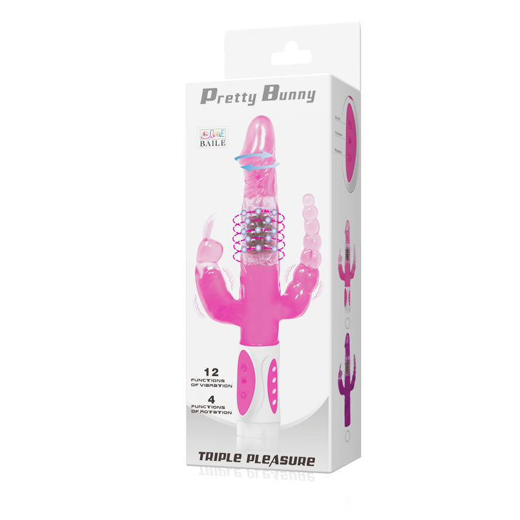 BAILE PRETTY BUNNY TRIPLO VIBRADOR ROTADOR