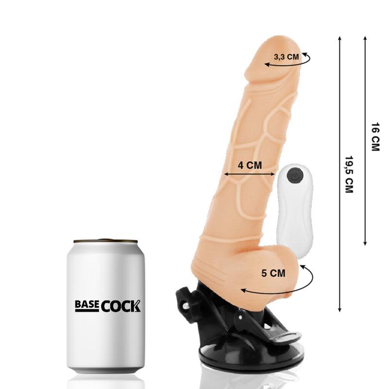 BASECOCK VIBRADOR REALISTA CONTROLE REMOTO NATURAL COM TESTiCULOS 195CM