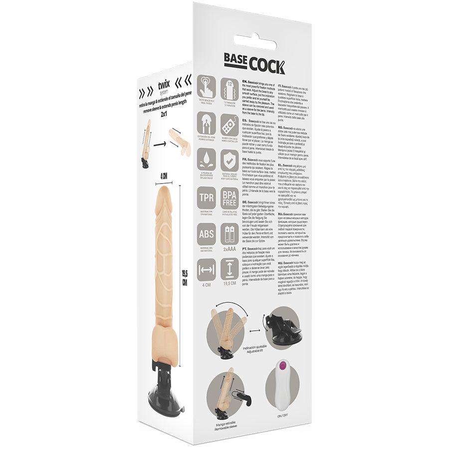 BASECOCK VIBRADOR REALISTA CONTROLE REMOTO NATURAL COM TESTiCULOS 195CM