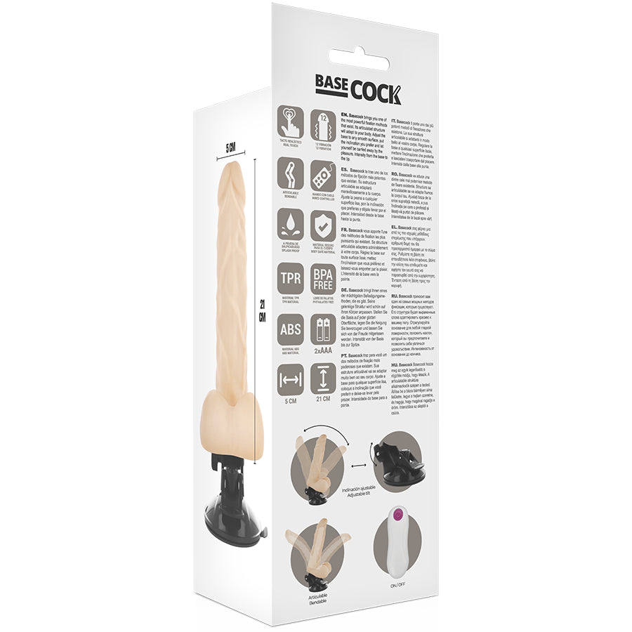 BASECOCK VIBRADOR ARTICULaVEL CONTROLE REMOTO NATURAL 21 CM