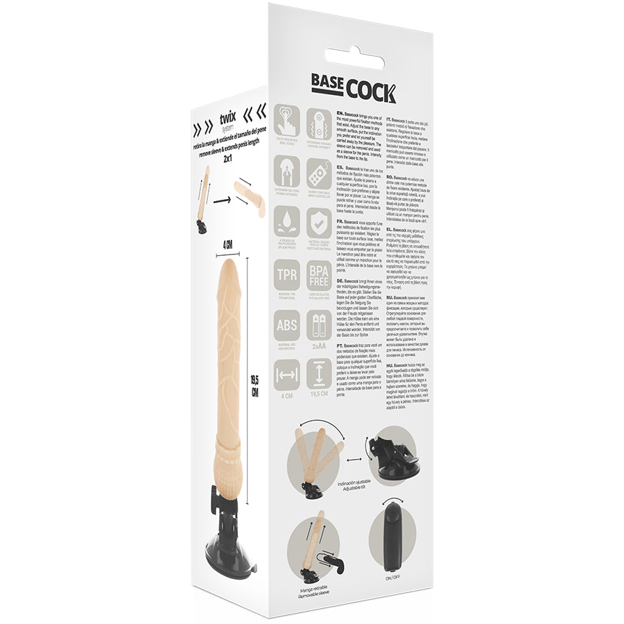 BASECOCK VIBRADOR DE CONTROLE REMOTO NATURAL REALISTA BASECOCK 195 CM