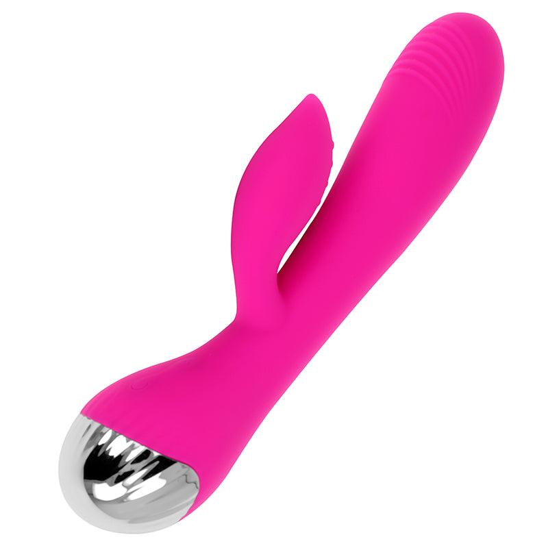 OHMAMA VIBRADOR RECARREGaVEL COM COELHO 10 MODOS DE VIBRACaO 19 CM