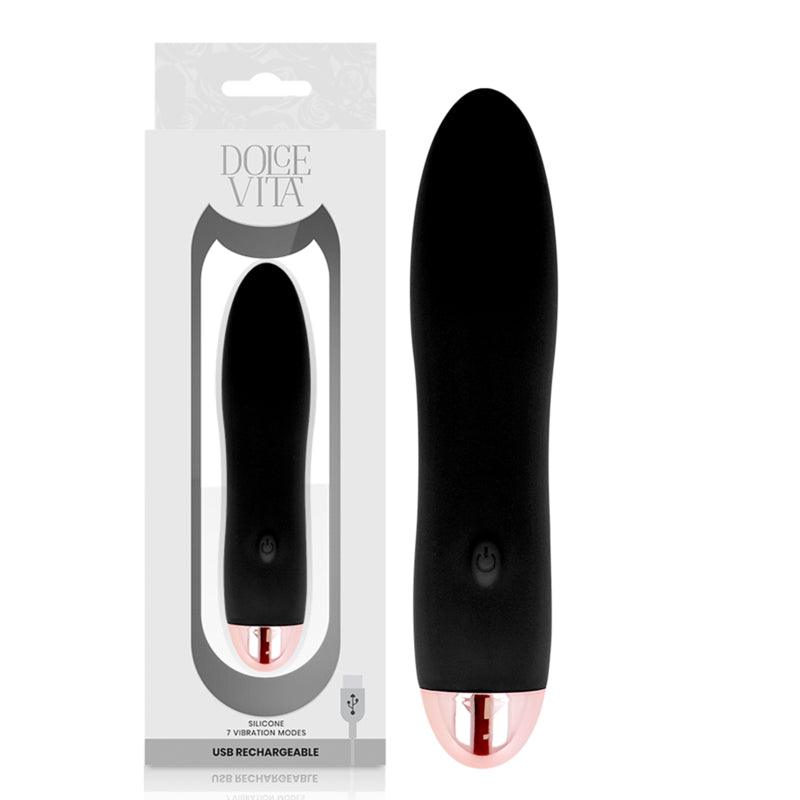 DOLCE VITA VIBRADOR RECARREGaVEL QUATRO PRETO 7 VELOCIDADES