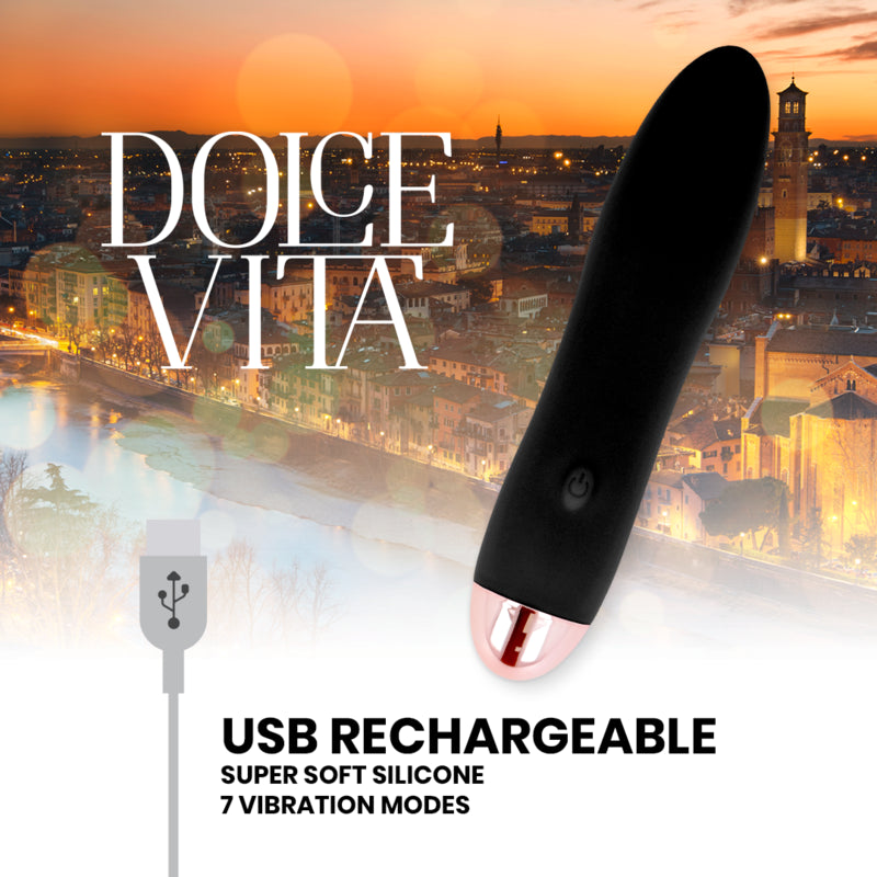 DOLCE VITA VIBRADOR RECARREGaVEL QUATRO PRETO 7 VELOCIDADES