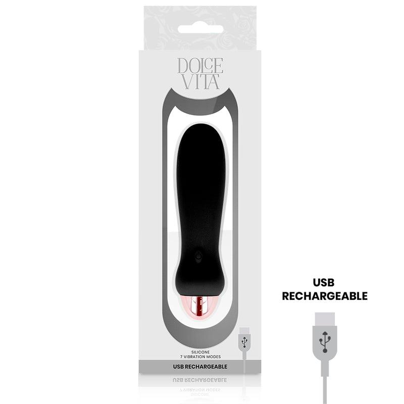 DOLCE VITA VIBRADOR RECARREGaVEL CINCO PRETO 7 VELOCIDADES