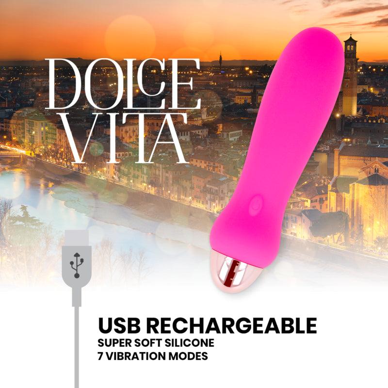 DOLCE VITA VIBRADOR RECARREGaVEL CINCO PINK 7 VELOCIDADES